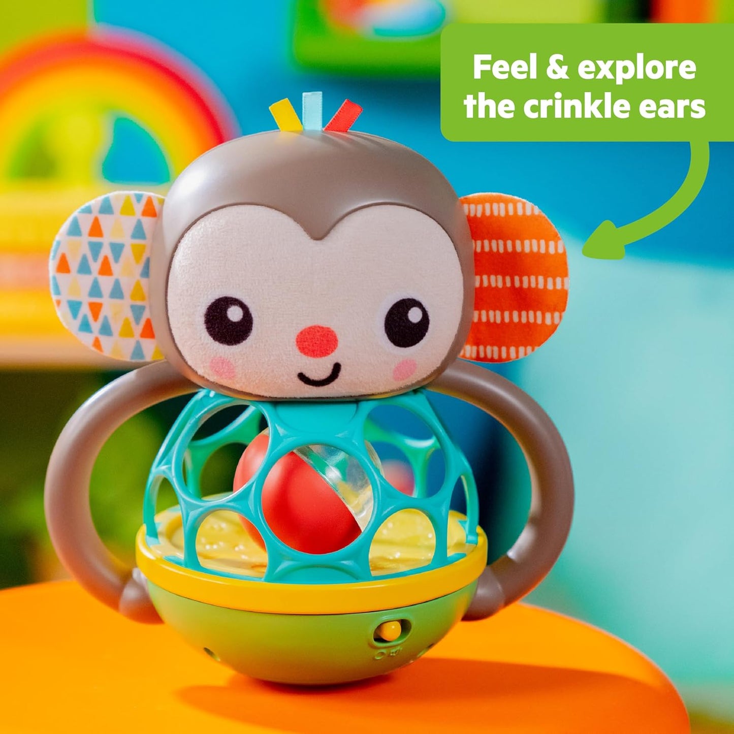 Bright Starts Oball Musical Toy, Jingle & Shake Pal, BPA-Free Easy-Grasp Baby Rattle Toy, Ages Newborn+
