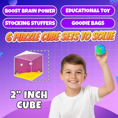 Brain Teaser Puzzle Cubes on Keychain (24 Pack) - Mini Maze Toys for Kids, Unique Party Favors, Goodie Bag Fillers, Treasure Box Classroom Rewards, Bulk Small Toys for Boys & Girls
