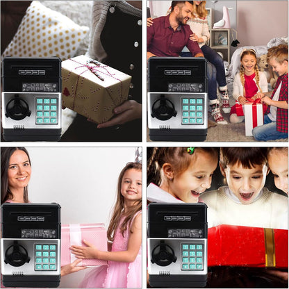 Mini ATM Piggy Bank ATM Machine Best Gift for Kids,Electronic Code Piggy Bank Money Counter Safe Box Coin Bank for Boys Girls Password Lock Case (Rose Gold)