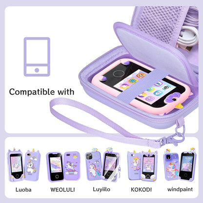 Leayjeen Kids Smartphone Case Compatible with Kikapabi/Joozfee/Prysyedawn 2.8" Touchscreen Toddler Learning Play Toy Phone,Birthday Gifts for Girls Age 3-10 Kids Toys Cell Phone-Purple(Case Only)
