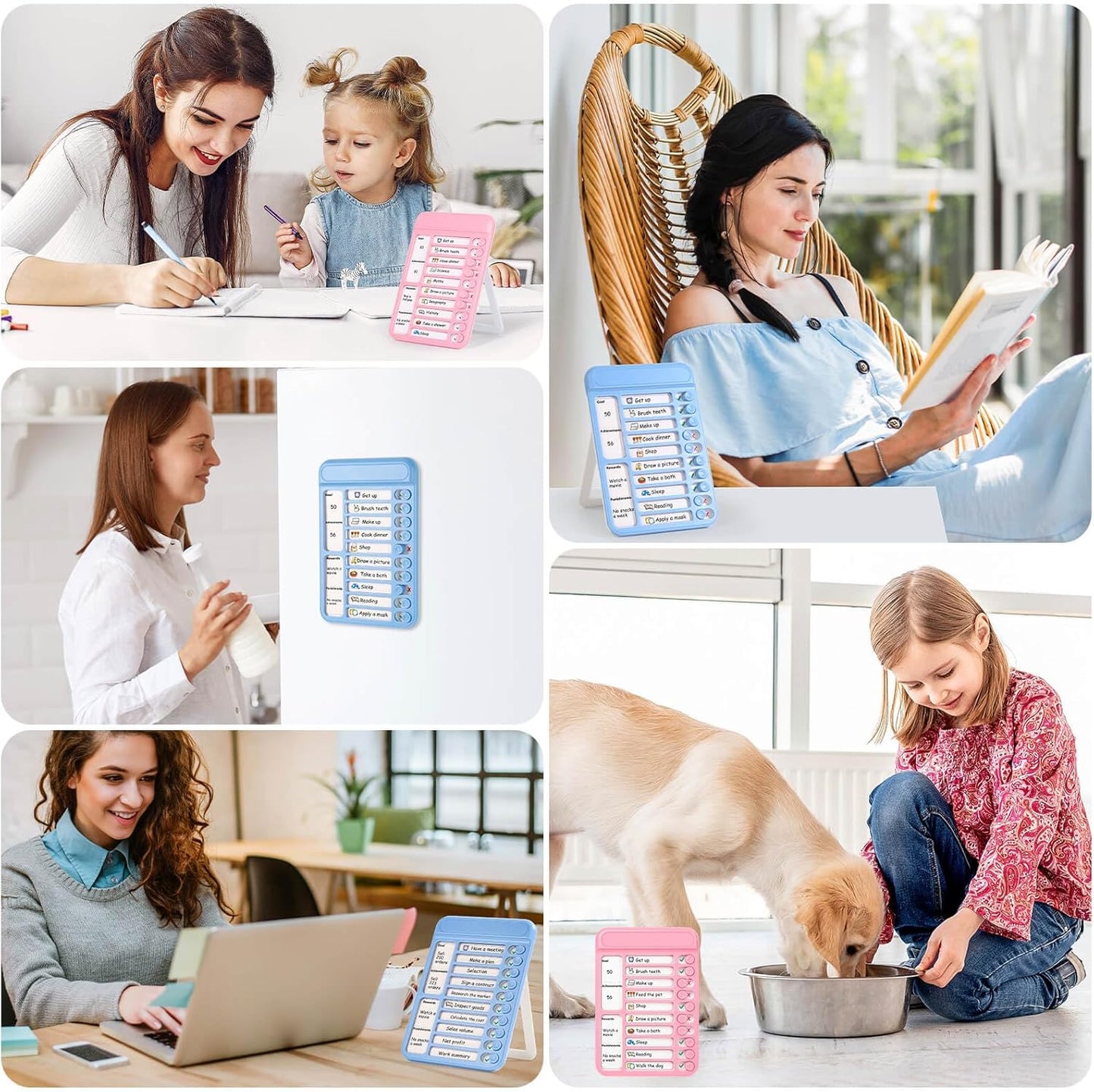 Audab Dry Erase Chore Chart for Kids, Magnetic Checklist Board, My Chores Slider Chart to Do List Board, Routine Reward Chart Schedule Board Task Tracker for Home Refrigerator, Wall, Desk (Pink)