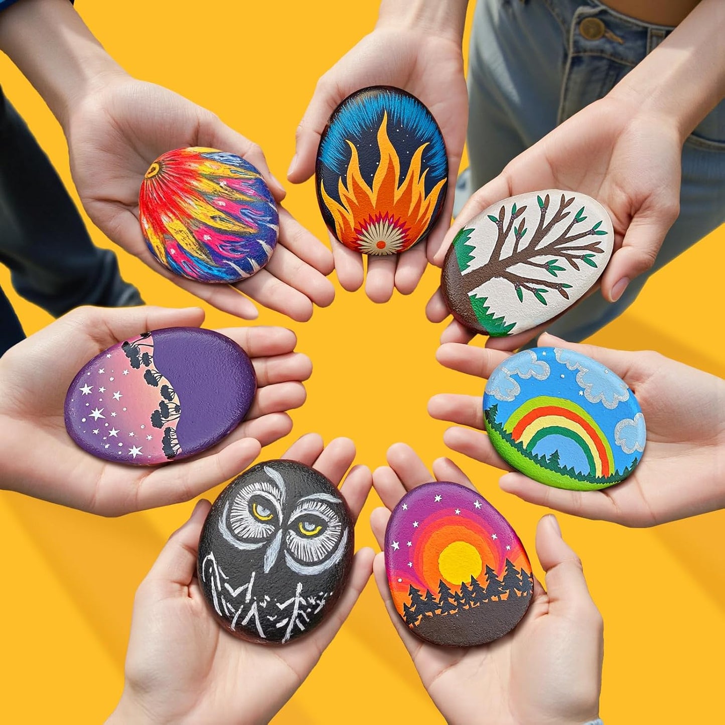 Simetufy 15 Pcs Rocks for Painting, River Rocks to Paint, 2"-3" Flat Painting Rocks, Smooth Rocks for Crafts, Natural Stones for DIY, Kindness Rocks Garden Decoration