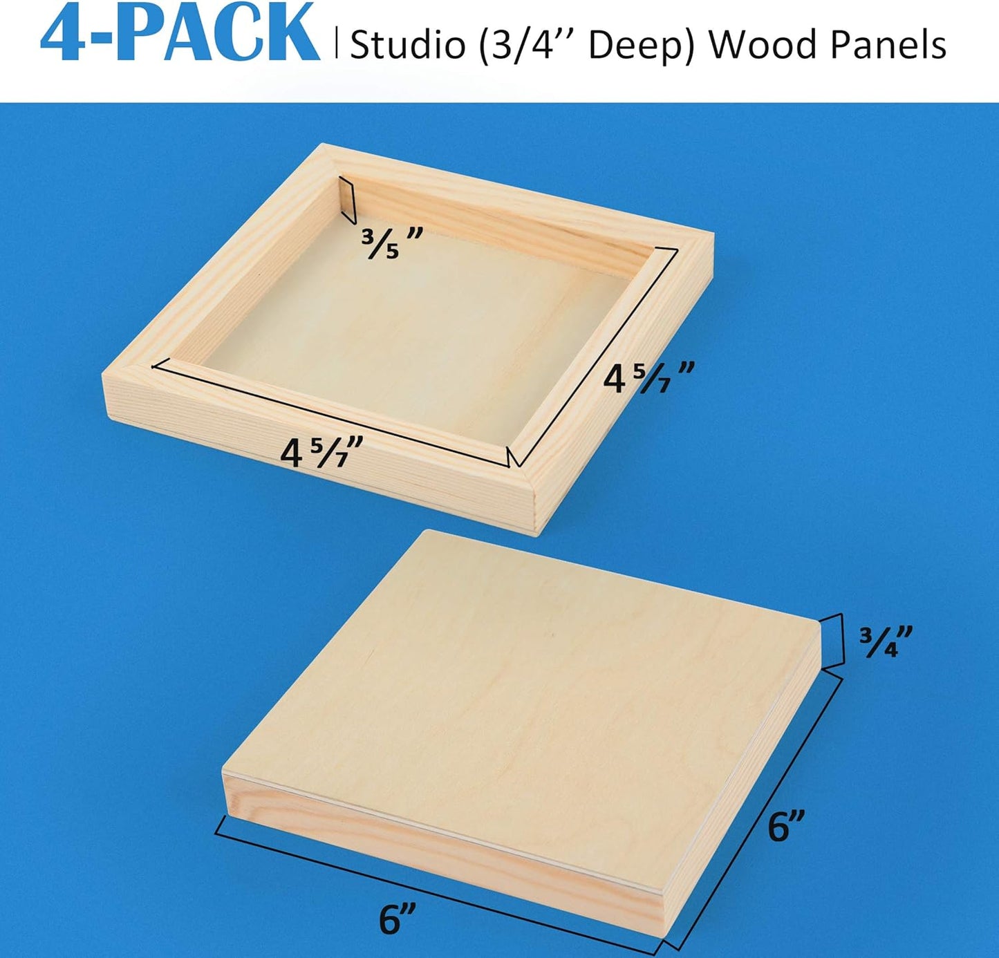 Falling in Art Unfinished Birch Wood Canvas Panels Kit, 4 Pack of 8x10’’ Studio 3/4’’ Deep Cradle Boards for Pouring Art, Crafts, Painting, and More