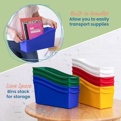 ECR4Kids Linking Plastic Storage Book Bin, Multipurpose Organization, Neon Purple, 10-Piece