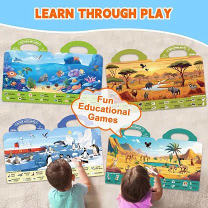 Search and Find Books for Kids 3-5, Reusable Preschool Learning Activities, Perfect Road Trip Essentials, Educational Toys, 28 PCS Busy Books for 3 4 5 6 Year Old Boys Girl Christmas Birthday Gifts