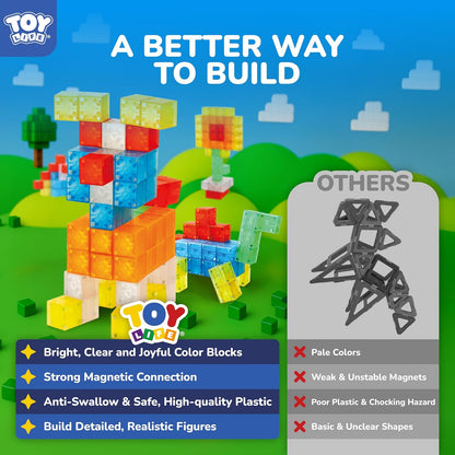 64PCS Magnetic Blocks, Magnetic Building Blocks for Kids Ages 3 4 5 6 Year Old, Magnet Cubes, Autism Montessori Toys, Preschool STEM Educational Sensory Magnet Toys Gifts for Kids 3-5 4-8