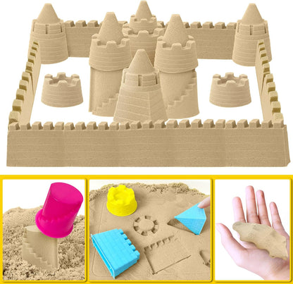 ESSENSON Construction Sensory Bin - Play Sand Kit with Toy Truck and 4lbs Magical Sand, Pretend Play Beach Sensory Toy Sandbox, Kids Gifts for Girls and Boys