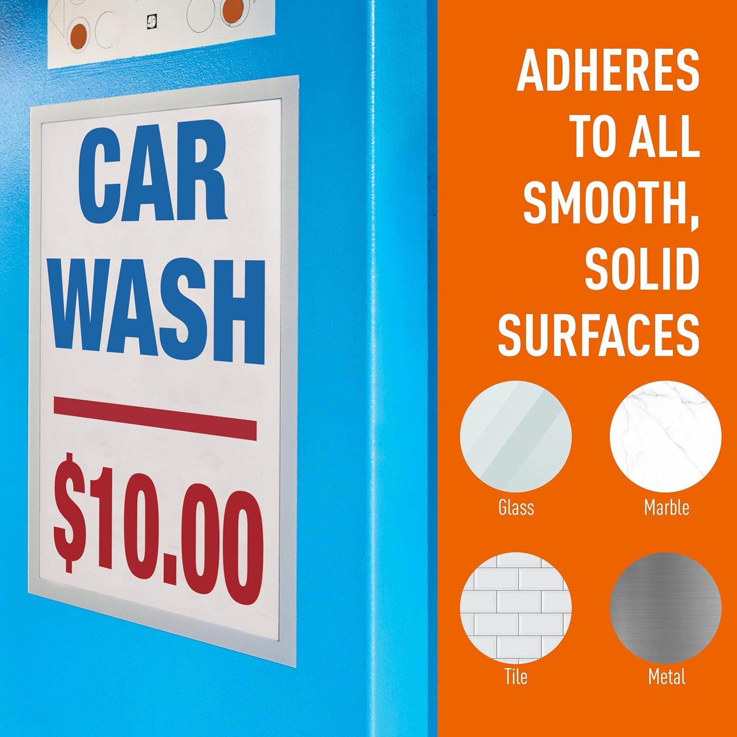 Durable Duraframe Self Adhesive Magnetic Sign Holder in Half Letter-Size 5.5" x 8.5" Inches - Black Frame - Pack of 2