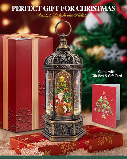 Musical Christmas Snow Globes Lantern, 7.87" Lighted Electric Snowglobes with 8 Holiday Songs 6H Timer Dual Power, Snowman Christmas Ornaments Snow Globe for Kids Adults Xmas Decor Gifts for Men Women