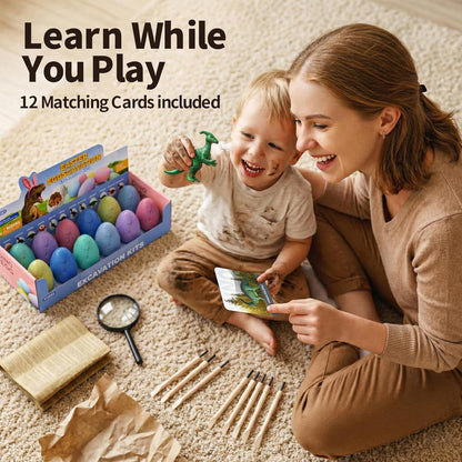 24 Dinosaur Eggs Dig Kit Toys for Kids, Dinosaur Eggs Excavation Kit with Magnifier, Easter Basket Stuffers, Science STEM Birthday Party Favors Gifts for Boys Girls Age 3 4 5 6 7 8 9 10 + Years Old