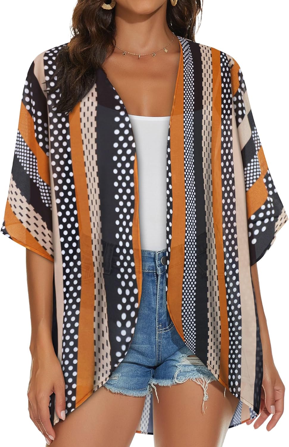 Womens Kimono Cardigans Beach Cover ups Swimwear Puff Sleeve Loose Casual Summer Tops 2026