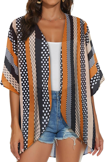 Womens Kimono Cardigans Beach Cover ups Swimwear Puff Sleeve Loose Casual Summer Tops 2026