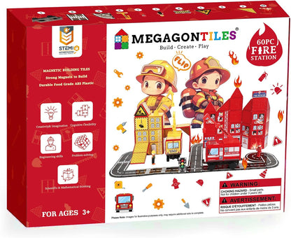 MEGAGONTILES Marble Run Magnetic Tiles Set 120PCS | STEM-Authenticated Magnetic Building Blocks with Marble Track Pieces | Educational Construction Toy for Kids Ages 3–8 (Boys & Girls)