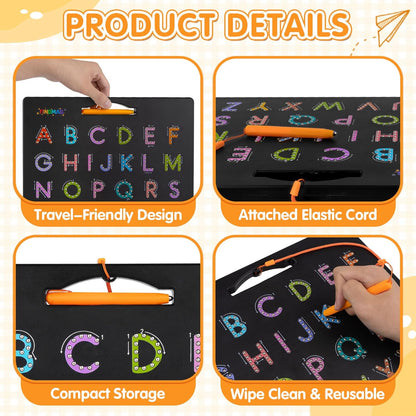 FINDMAG Magnetic Letter Board, Dual Sided ABC Education Board Writing Practice for Toddler, Erasable Educational Tool for Kids, Reusable Learning Toys, Back to School Supplies Road Trip Essentials