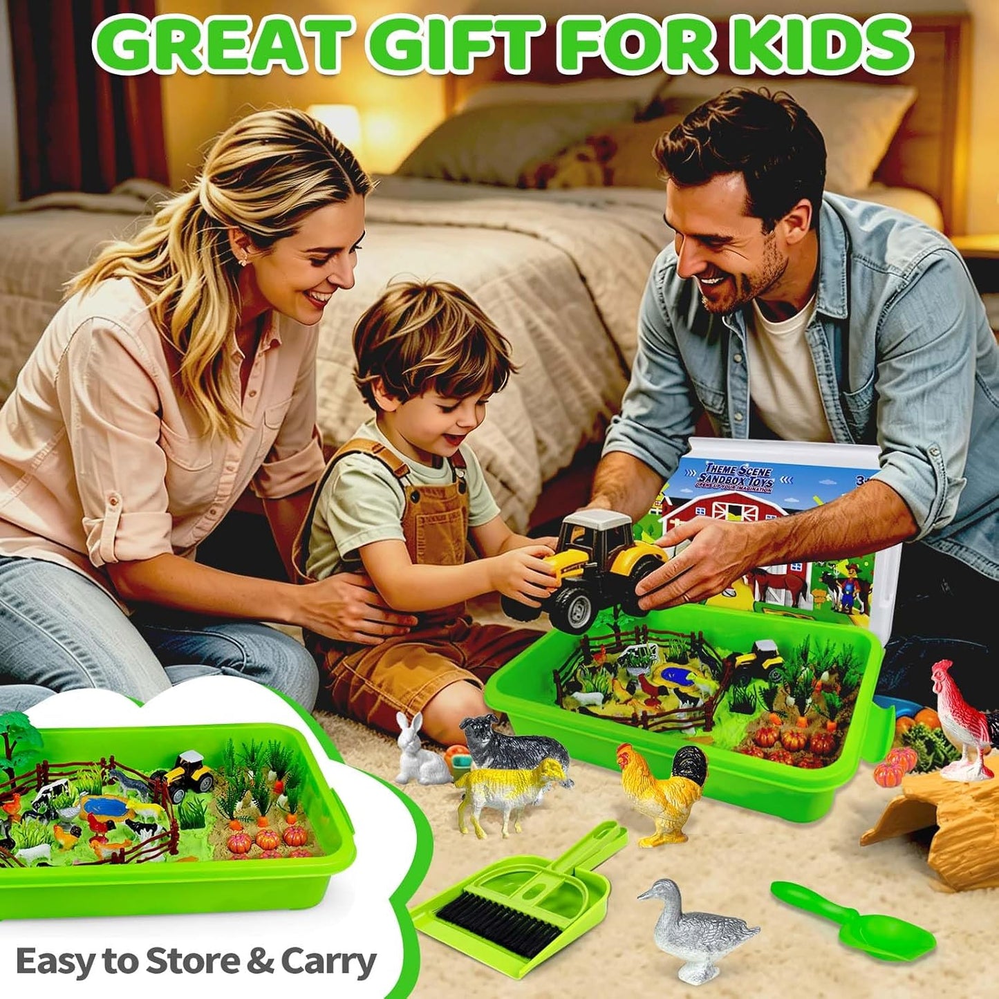 Sensory Bins for Toddlers,Sensory Toys Play Sand Art Kit with Sandbox & Sand Castle Molds & Tools,Indoor Outdoor Beach Toys for Boys and Girls Christmas Birthday Gift (Mermaid Paradise)