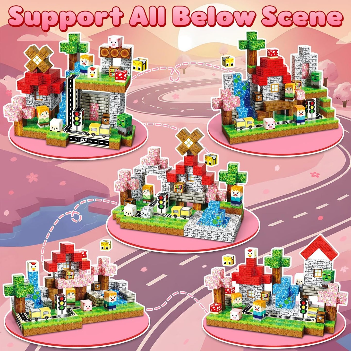 Magnetic Blocks Toys for Kids, 100 PCS Building Blocks Cubes, Stacking Magnetic Tiles Toys for Kids Toddlers Boys Girls Ages 3 4 5 6 7 8-12 Birthday Gifts Party Supplies (Underworld)