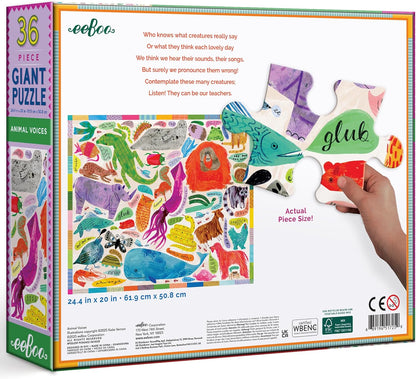 eeBoo 36 Piece Giant Floor Puzzle - Dinosaur Alphabet Children's Puzzle ABC & Dino Themed, Large Pieces for Small Hands to Develop Motor Skills