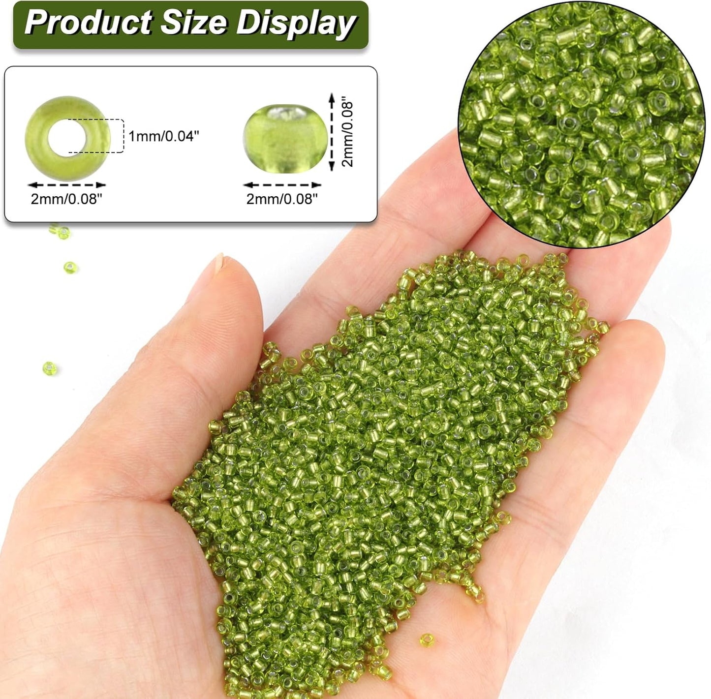 10100 Pcs Size 11/0 Glass Seed Beads, 2 mm Dark Green Small Mini Spacer Loose Pony Beads for Jewelry Making and DIY Crafts - Colors A