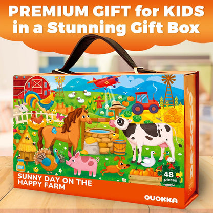 QUOKKA Giant Floor Puzzle for Kids Ages 4-6 – 2x3 Feet Extra-Thick 48 Pieces Toddler Puzzle Ages 3-5 – Bugs Educational Activity for Boys Girls – Premium Box with Sturdy Handle & Magnetic Closure