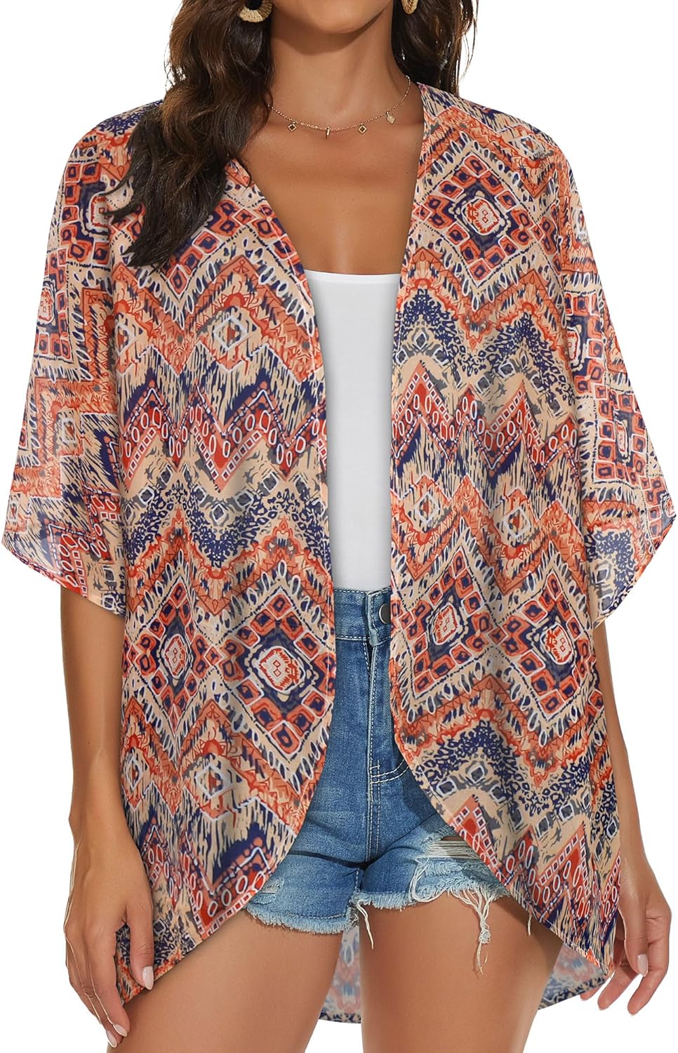 Womens Kimono Cardigans Beach Cover ups Swimwear Puff Sleeve Loose Casual Summer Tops 2026