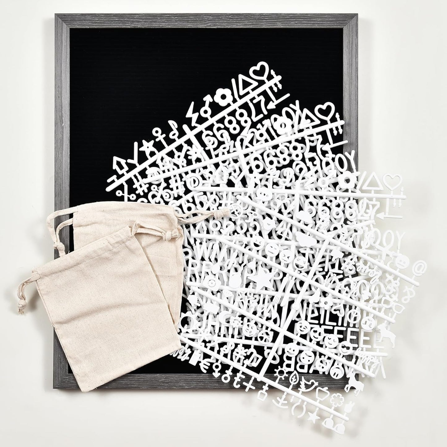 Felt Letter Board with 478 Letters, Numbers & Symbols - 16 x 20 inch Large Changeable Message Board with Wooden Frame Wall Mount Hook,2 Canvas Bags,Wood Stand (Black Board & Wood Frame)