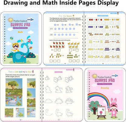 Magic Grooved Writing Practice for Kids - Grooved Writing Books for Kids 3-5 - Handwriting Practice Workbooks for Kids 8-10 - Preschool Tracing Books