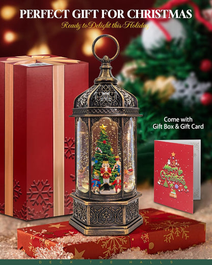 Musical Christmas Snow Globes Lantern, 7.87" Lighted Electric Snowglobes with 8 Holiday Songs 6H Timer Dual Power, Snowman Christmas Ornaments Snow Globe for Kids Adults Xmas Decor Gifts for Men Women