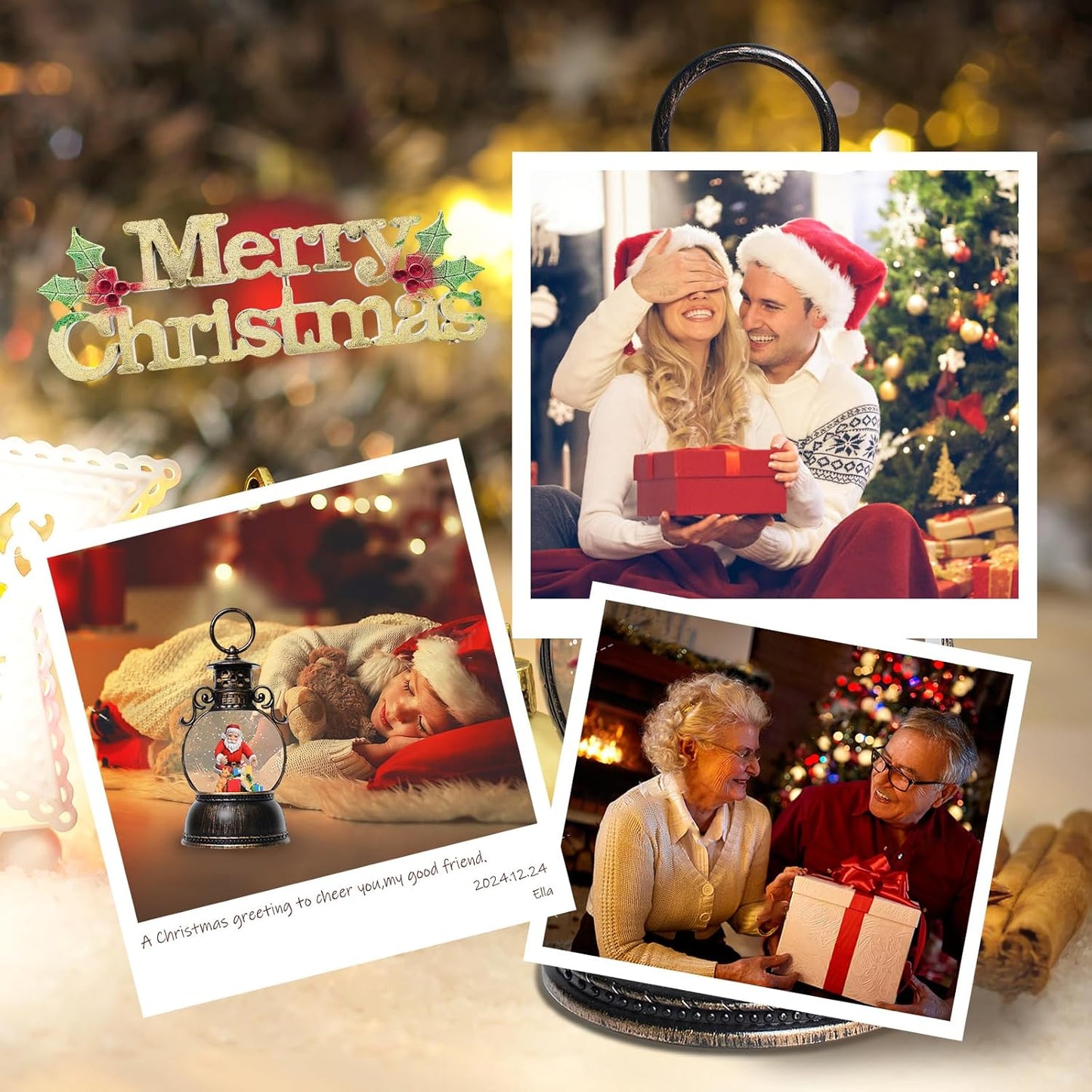 Extra Large Christmas Snow Globes Christmas Lantern, 12.99" Musical Snow Globe with 8 Songs, Santa Snowglobe for Kids Adults, 6H Timer Dual Power, Lighted Christmas Decorations Indoor Gifts