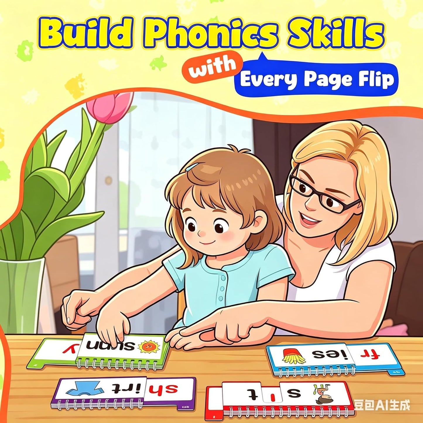 Phonics Word Family Flip Books, 40 Sets CVC Spelling Flash Cards, Educational Sight Words Reading Games, Preschool Kindergarten Learning Toys for Kids, Phonics Spelling Reading Games for Boys Girls