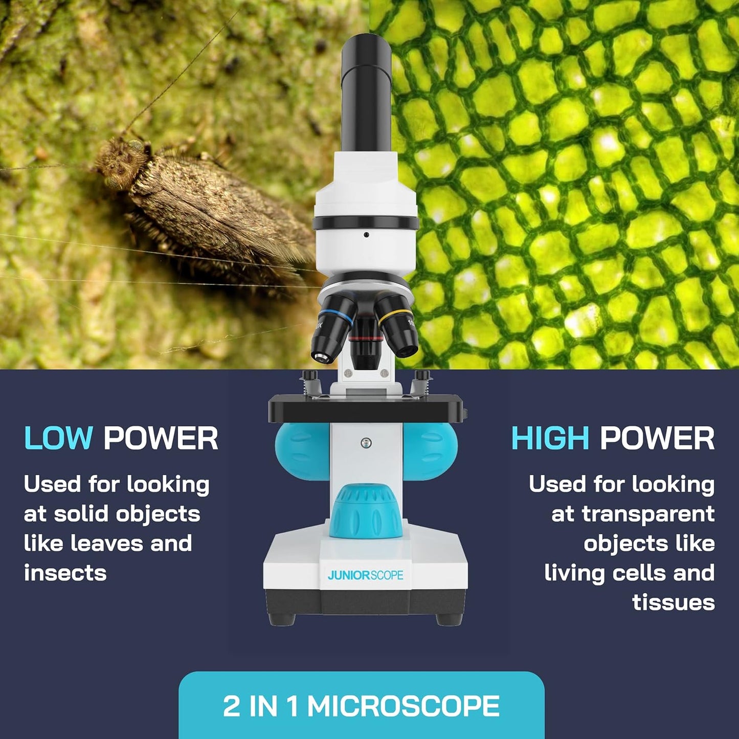 Omano Juniorscope Microscope for Kids – Microscope Kit for Kids 8+ for Science Microscope Experiments – Kids Microscope Kit That Encourage STEM Exploration – Beginner Microscope for Kids 8 and Up.