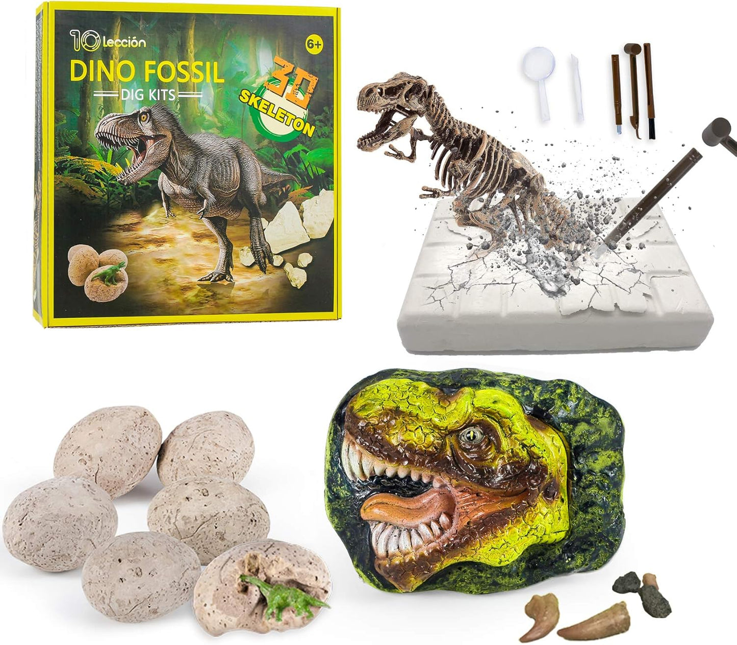 Dinosaur Fossil Digging Kit for Kids, Dinosaur Eggs Excavation Kit, Dino Fossil Dig Kit, Great STEM Science Kit Gifts