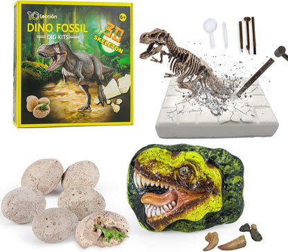 Dinosaur Fossil Digging Kit for Kids, Dinosaur Eggs Excavation Kit, Dino Fossil Dig Kit, Great STEM Science Kit Gifts