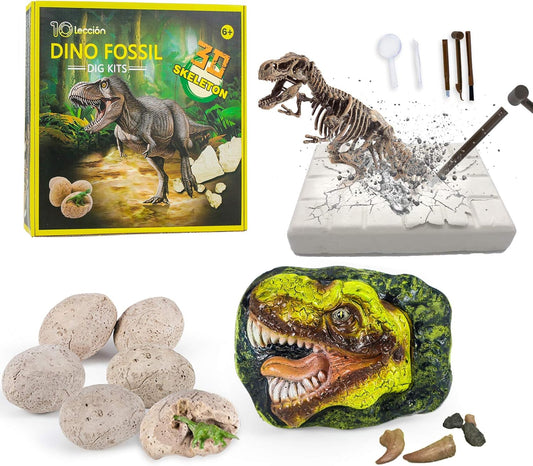 Dinosaur Fossil Digging Kit for Kids, Dinosaur Eggs Excavation Kit, Dino Fossil Dig Kit, Great STEM Science Kit Gifts
