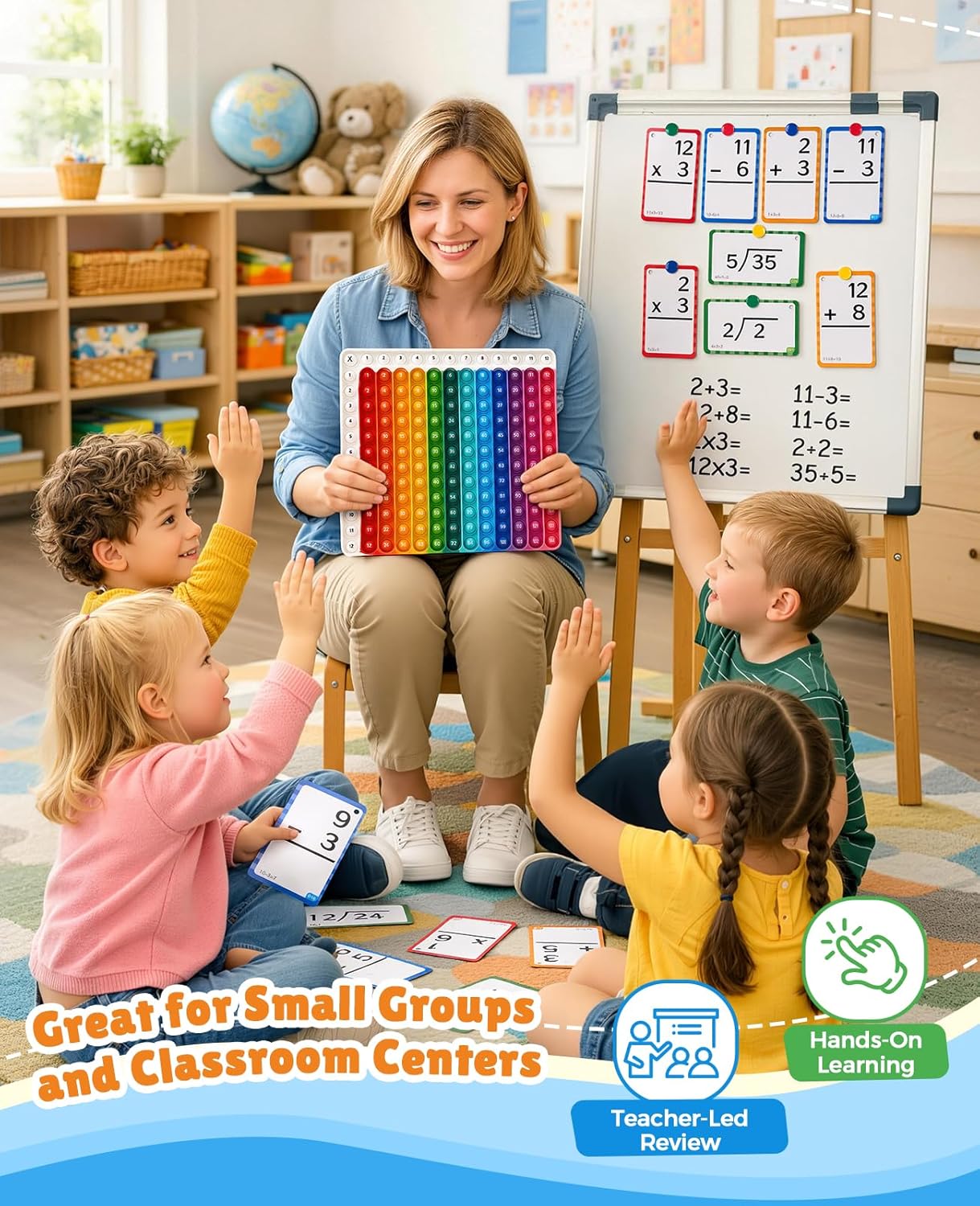 JoyCat Multiplication Flash Cards + Chart- 156 Hole Punched Math Game Flashcards for Kids Ages 8 and Up, Times Table Manipulatives for Preschoolers 3rd,4th,5th,6th Grade