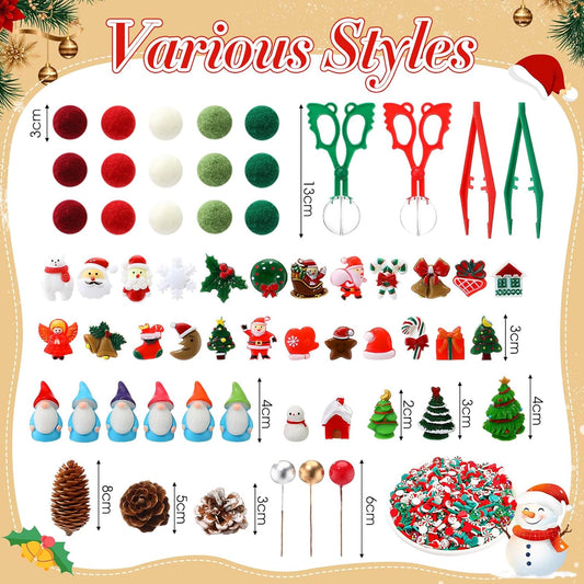 Suzile 340 Pcs Varied Christmas Sensory Bin Filler Set Fine Motor Toys Counting Sorting Christmas Decor Ornaments for Winter Sorting Counting Training Activities