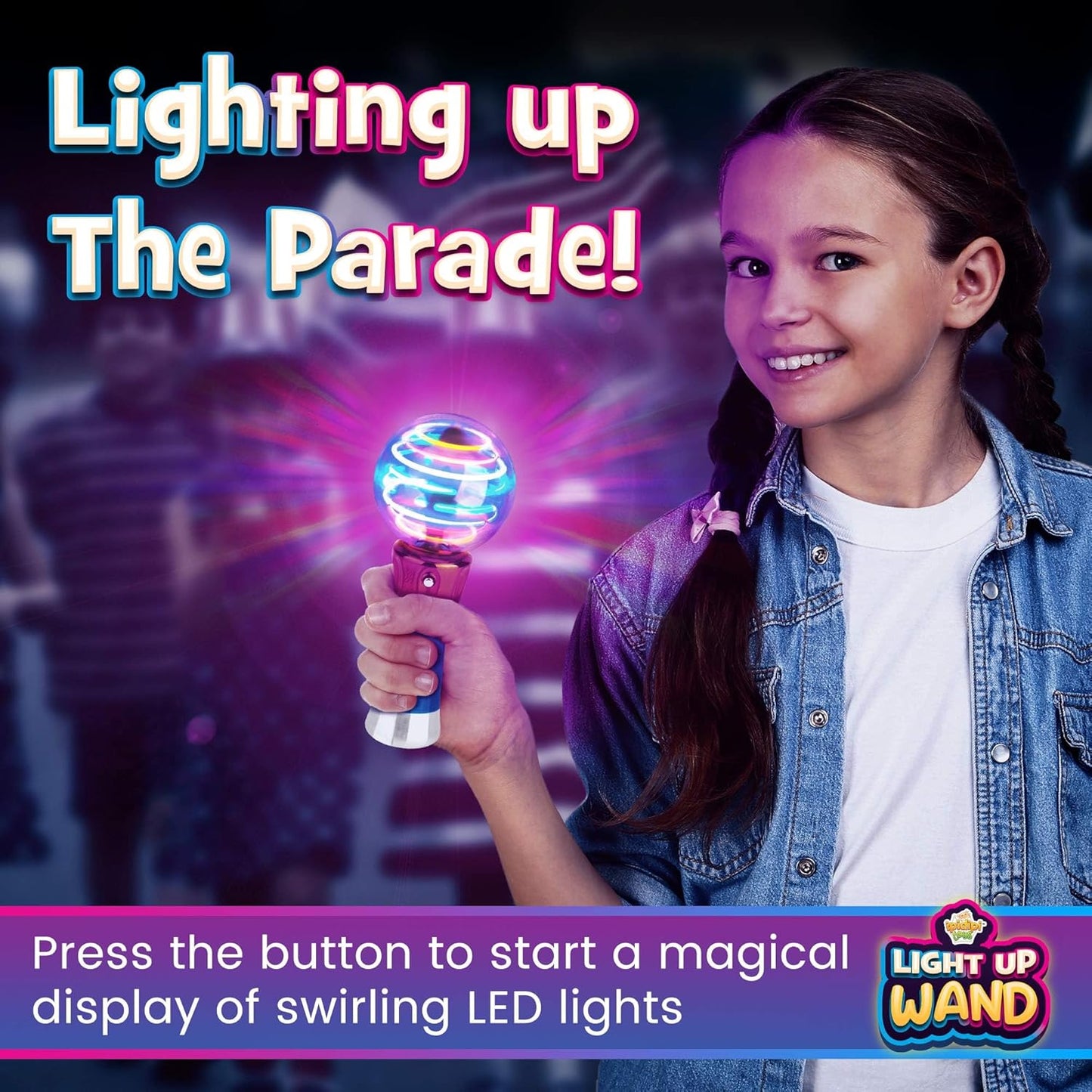 IPIDIPI TOYS Spinning Light Up Magic Wand for Kids, 2 Pack, LED Sensory Globe Wand - Easter Basket Stuffers Light Up Toys, Small Gift, Goodie Bag - Birthday Party Favors for Boys and Girls