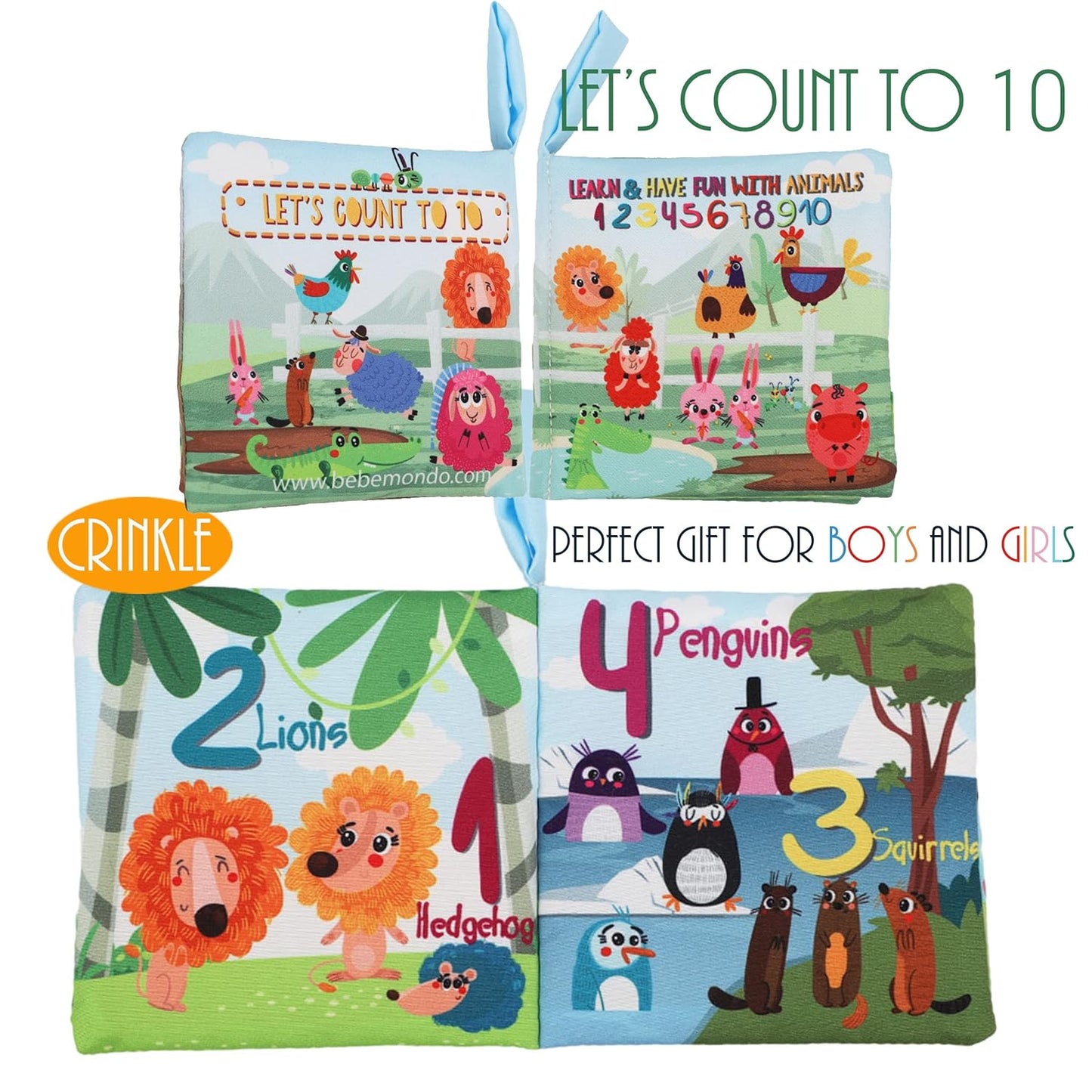 Baby Books Toys Gifts, Touch and Feel Cloth Crinkle Books for Babies,Infant Toddler Baby 0-3-6-12-18 Months,Early Learning Toys 6 to 12 Months 1-2 Years Old, Easter Shower Gift for Boys Girls,4 PCS