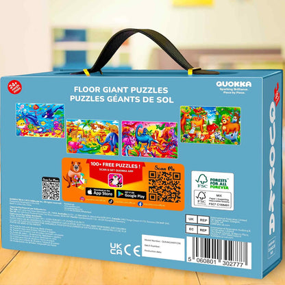 QUOKKA Giant Floor Puzzle for Kids Ages 4-6 – 2x3 Feet Extra-Thick 48 Pieces Toddler Puzzle Ages 3-5 – Construction Educational Activity for Boys Girls – Premium Box with Sturdy Handle & Magnetic