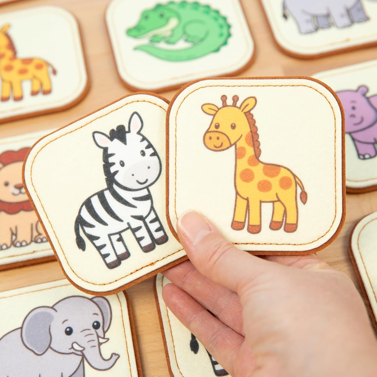 Felt Matching Game for Ages 2–4 – Soft and Safe for Ages 1+ – Montessori Memory Game – Sensory Flash Cards – Best Educational Gift for Ages 1–3 - Woodland Animal Theme