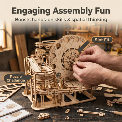 3D Wooden Puzzles for Adults Wood Marble Run to Build Wood disc Creative Mechanical Puzzles Assembly Model Building Kits Perfect Christmas and Birthday Gifts