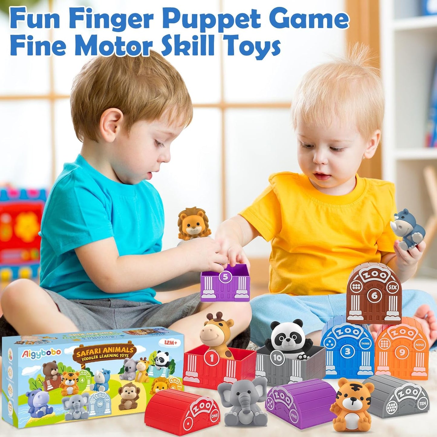 Learning Toys for 1 2 3 Year Old Boys Girls, 20 Pcs Cat Toys for Toddlers 1-3, Kitten Finger Puppet Games, Counting Matching Sorting Motor Educational Playset, Gifts for Baby Toddlers Age 12-18 Months