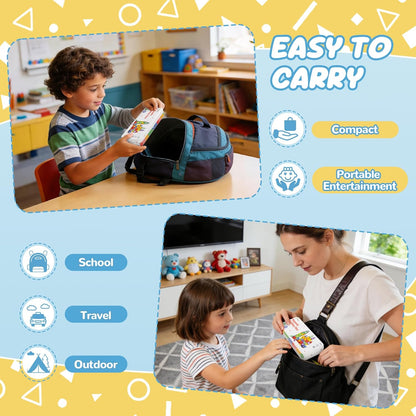 cossy Mini Magnetic Tiles, 46 PCS Magnet Tiles Travel Toys with Iron Box, Travel Magnetic Tiles for Restaurant, Car & Plane Play, Toys for 3 4 5 6 7 8 Year Old Boy and Girl