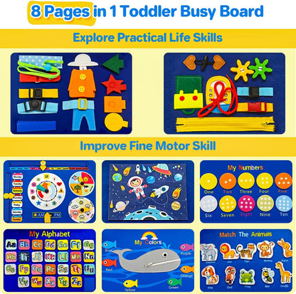 SYHLN Toddler Montessori Busy Board Toys for Little Girl Gifts: Educational Preschool Learning Travel Toys, Busy Book Learning Sensory Toys for Toddler Girls, Girls Unicorn Christmas Birthday Gifts