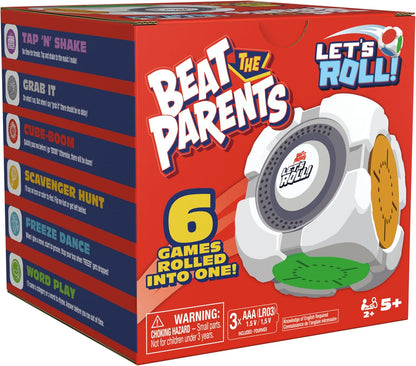 Spin Master Games, Beat The Parents: Let’s Roll, 6-in-1 Electronic Game Cube, Fun Activity for Kids, Family Game Night, Interactive Toy, 2-6 Players, for Ages 5 & Up