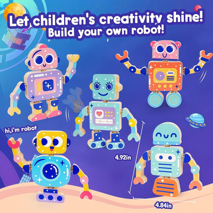 Robot Toys for Kids 3-5,Montessori Wooden Learning Toy with Take Apart Features Robots,STEM Educational Play Fine Motor Games for Toddler Boys Girls