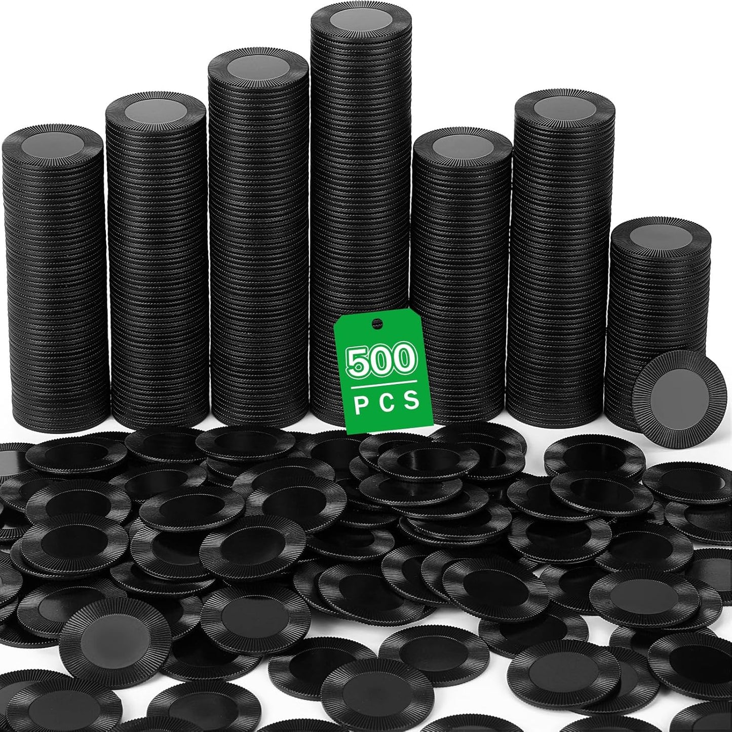 Leitee 500 Pcs Black Plastic Poker Chips Bulk 1.5 Inch Mini Bingo Chips Tokens Markers Blank Casino Counting Discs Learning Math Counters for Adults Interlocking Game Counting Reward Card