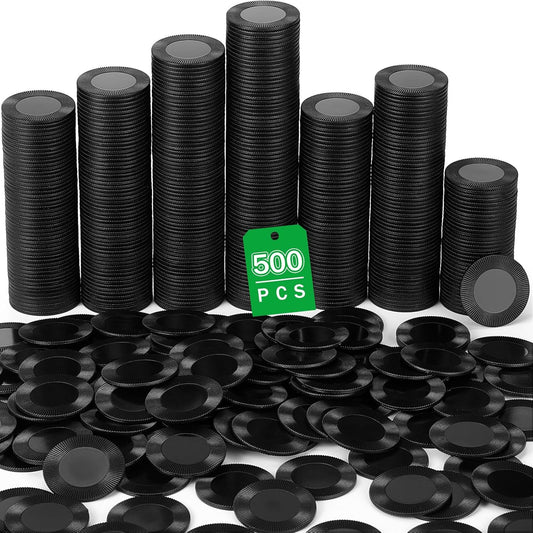 Leitee 500 Pcs Black Plastic Poker Chips Bulk 1.5 Inch Mini Bingo Chips Tokens Markers Blank Casino Counting Discs Learning Math Counters for Adults Interlocking Game Counting Reward Card