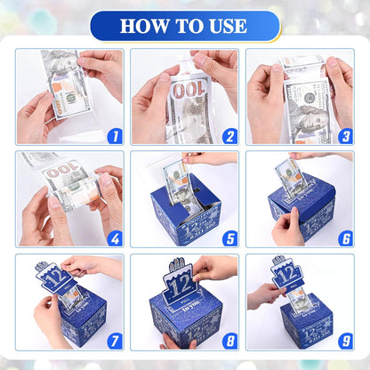 10 Happy Birthday Money Box for Cash Gift, 10th Birthday Decorations for Boys and Girls, Gifts for 10 Year Old Boy, Boy Gift Ideas, Cool Things for Teen -Blue with 100PCS Bags
