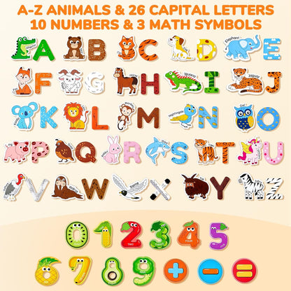 JoyCat Wooden Magnets for Kids – 26 Cute A-Z Animals Fridge Magnets for Toddlers, Large Magnetic Animal Refrigerator Toys, Fun Educational Learning Gifts for Toddlers 2 3 4 5 Years Old
