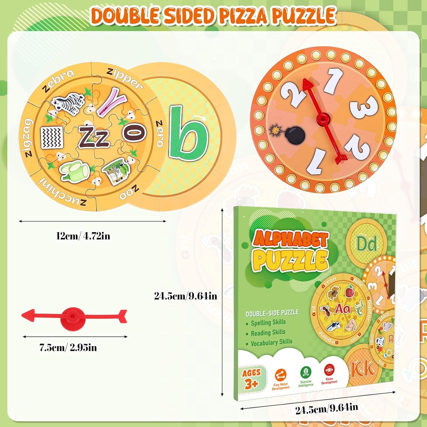 Alphabet Pizza Puzzles, 156 Common Sight Words 1 Number Puzzle, Learning Phonics Games, ABC Learning Puzzles for Kids Aged 3-5 Kindergarten Preschool Education Boys Girls Gifts
